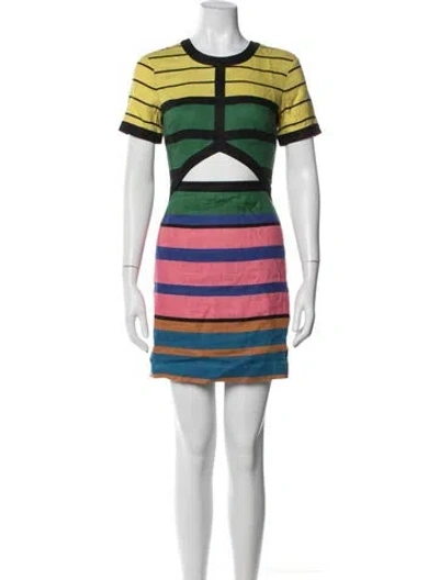 Pre-owned Staud Linen Mini Dress W/ Tags In Multi