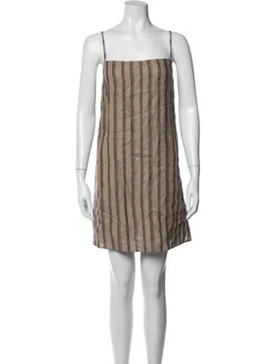 Pre-owned Staud Linen Mini Dress W/ Tags In Multi