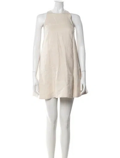 Pre-owned Staud Linen Mini Dress W/ Tags In Neutral