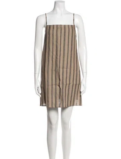 Pre-owned Staud Linen Mini Dress W/ Tags In Neutrals