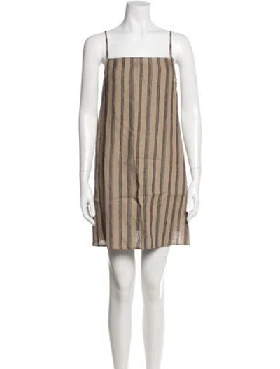 Pre-owned Staud Linen Mini Dress W/ Tags In Neutrals