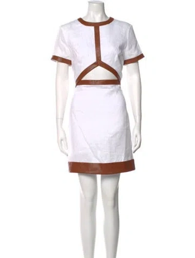 Pre-owned Staud Linen Mini Dress In White