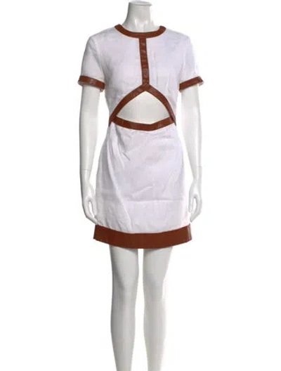 Pre-owned Staud Linen Mini Dress In White