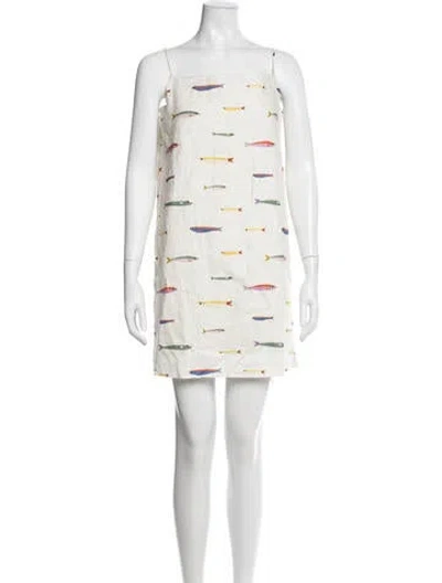 Pre-owned Staud Linen Mini Dress In White