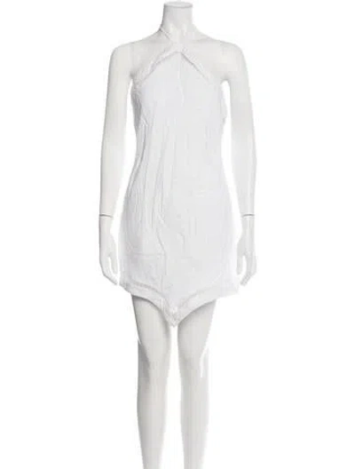 Pre-owned Staud Linen Mini Dress In White