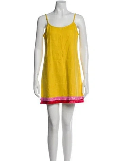 Pre-owned Staud Linen Mini Dress In Yellow