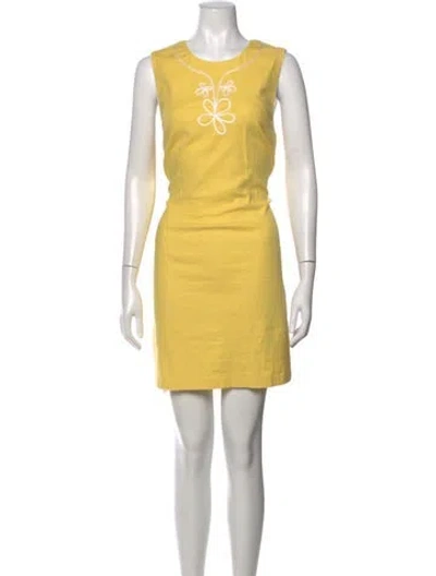 Pre-owned Staud Linen Mini Dress In Yellow