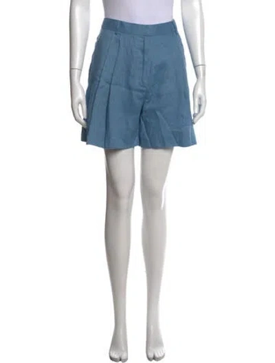 Pre-owned Staud Linen Mini Shorts In Blue