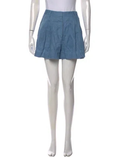 Pre-owned Staud Linen Mini Shorts In Blue