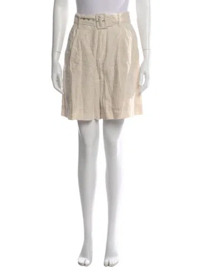 Pre-owned Staud Linen Mini Shorts In Neutral