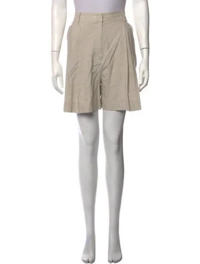 Pre-owned Staud Linen Mini Shorts W/ Tags In Neutrals
