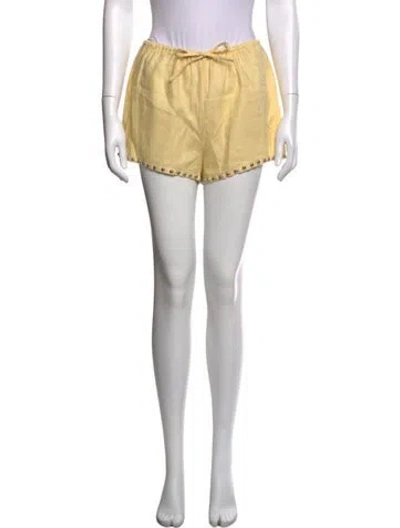 Pre-owned Staud Linen Mini Shorts W/ Tags In Yellow
