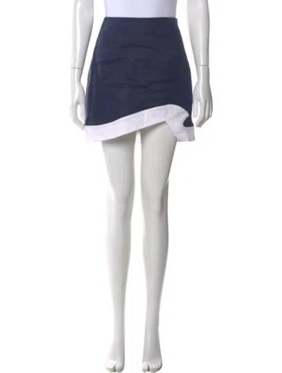 Pre-owned Staud Linen Mini Skirt In Blue