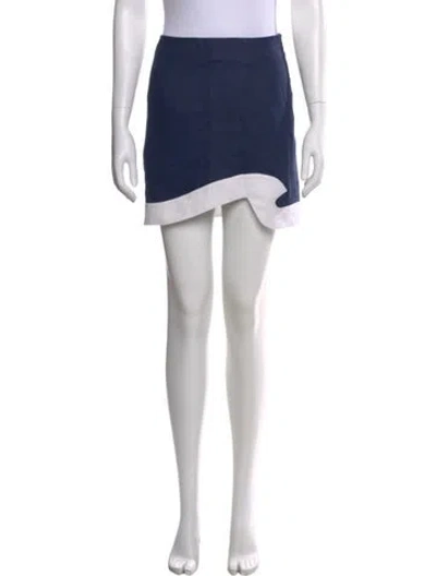 Pre-owned Staud Linen Mini Skirt In Blue