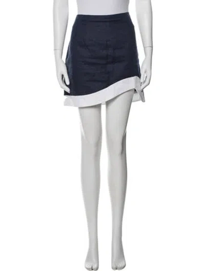 Pre-owned Staud Linen Mini Skirt In Multi