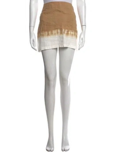Pre-owned Staud Linen Mini Skirt In Neutrals