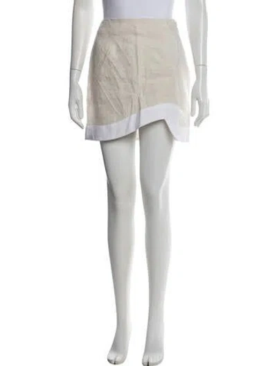 Pre-owned Staud Linen Mini Skirt In Neutrals