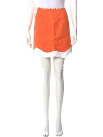 Pre-owned Staud Linen Mini Skirt In Orange