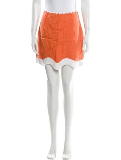 Pre-owned Staud Linen Mini Skirt In Orange