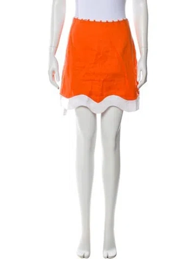 Pre-owned Staud Linen Mini Skirt In Orange