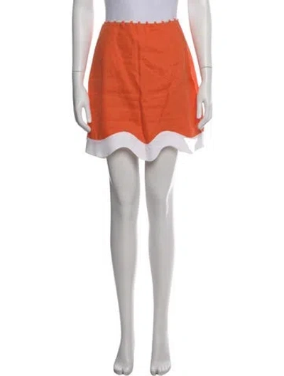 Pre-owned Staud Linen Mini Skirt In Orange