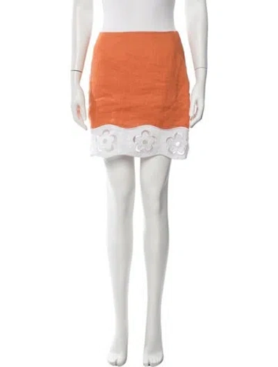 Pre-owned Staud Linen Mini Skirt In Orange