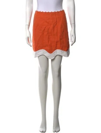 Pre-owned Staud Linen Mini Skirt In Orange