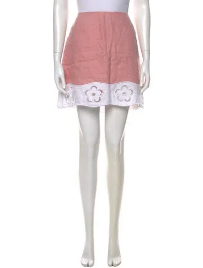 Pre-owned Staud Linen Mini Skirt In Pink