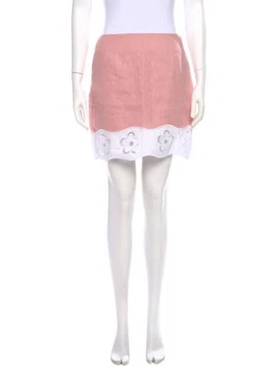 Pre-owned Staud Linen Mini Skirt In Pink