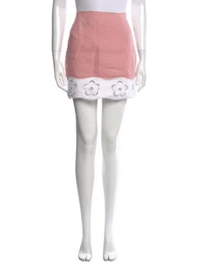 Pre-owned Staud Linen Mini Skirt In Pink