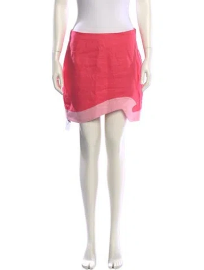 Pre-owned Staud Linen Mini Skirt In Pink