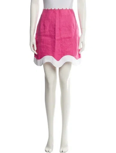 Pre-owned Staud Linen Mini Skirt In Pink