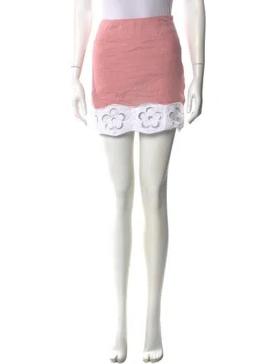 Pre-owned Staud Linen Mini Skirt In Pink