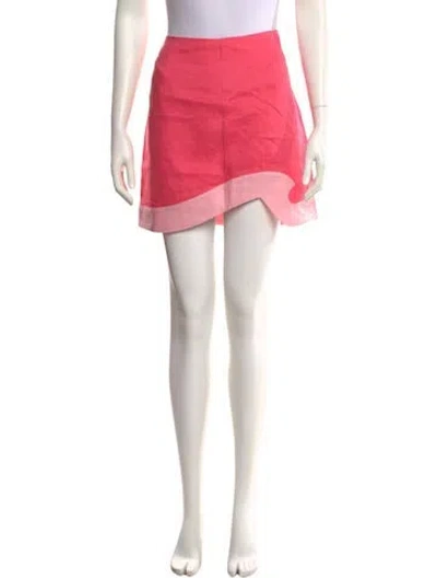 Pre-owned Staud Linen Mini Skirt In Pink
