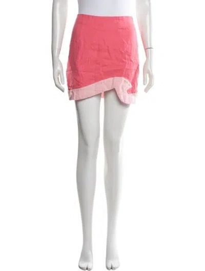 Pre-owned Staud Linen Mini Skirt In Pink