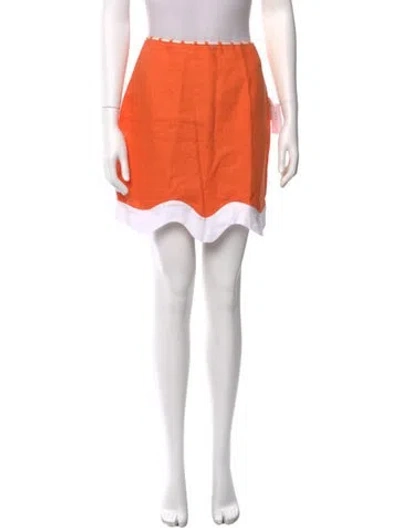 Pre-owned Staud Linen Mini Skirt W/ Tags In Orange