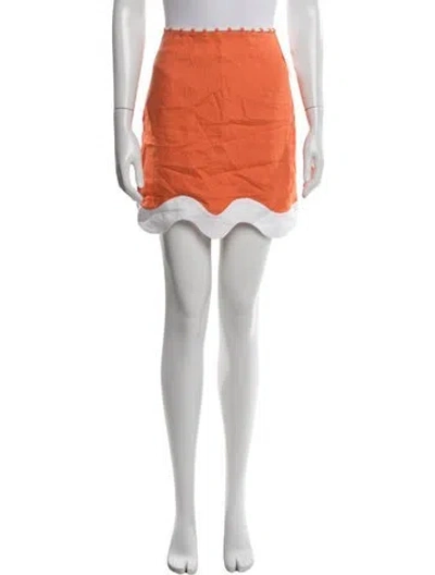 Pre-owned Staud Linen Mini Skirt W/ Tags In Orange