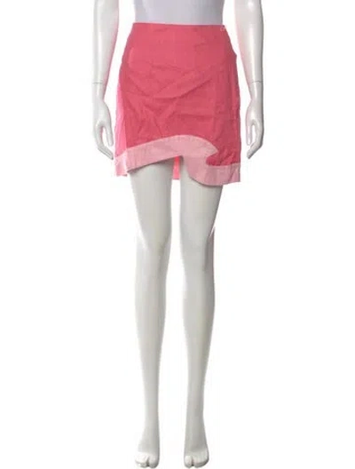 Pre-owned Staud Linen Mini Skirt W/ Tags In Pink