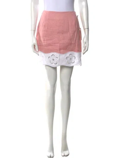 Pre-owned Staud Linen Mini Skirt W/ Tags In Pink