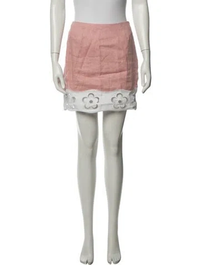 Pre-owned Staud Linen Mini Skirt W/ Tags In Pink