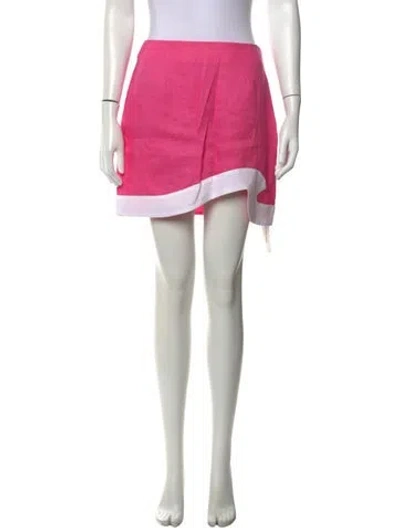 Pre-owned Staud Linen Mini Skirt W/ Tags In Pink