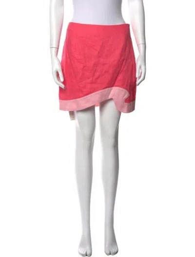 Pre-owned Staud Linen Mini Skirt W/ Tags In Red