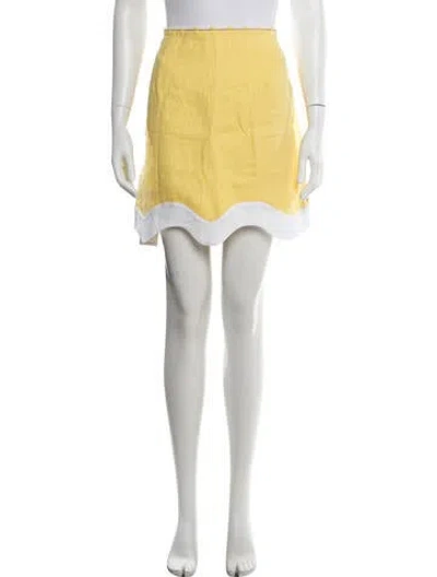 Pre-owned Staud Linen Mini Skirt W/ Tags In Yellow