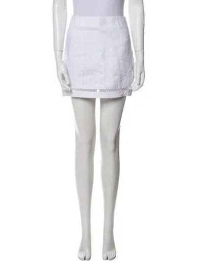 Pre-owned Staud Linen Mini Skirt In White