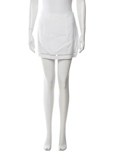 Pre-owned Staud Linen Mini Skirt In White