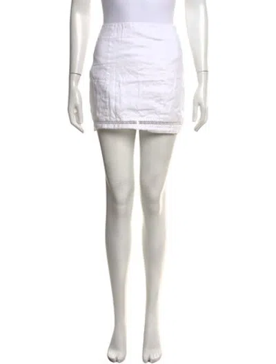 Pre-owned Staud Linen Mini Skirt In White