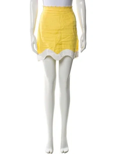 Pre-owned Staud Linen Mini Skirt In Yellow