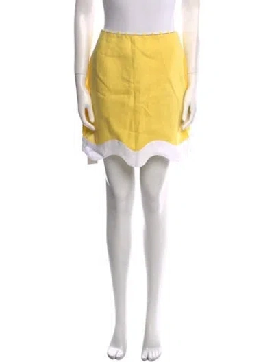 Pre-owned Staud Linen Mini Skirt In Yellow