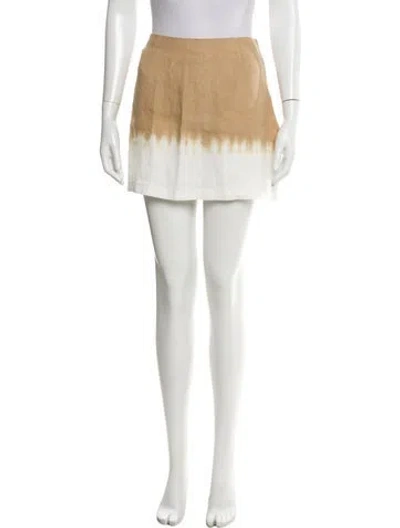 Pre-owned Staud Linen Mini Skirt In Yellow