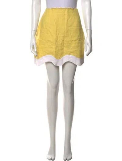 Pre-owned Staud Linen Mini Skirt In Yellow